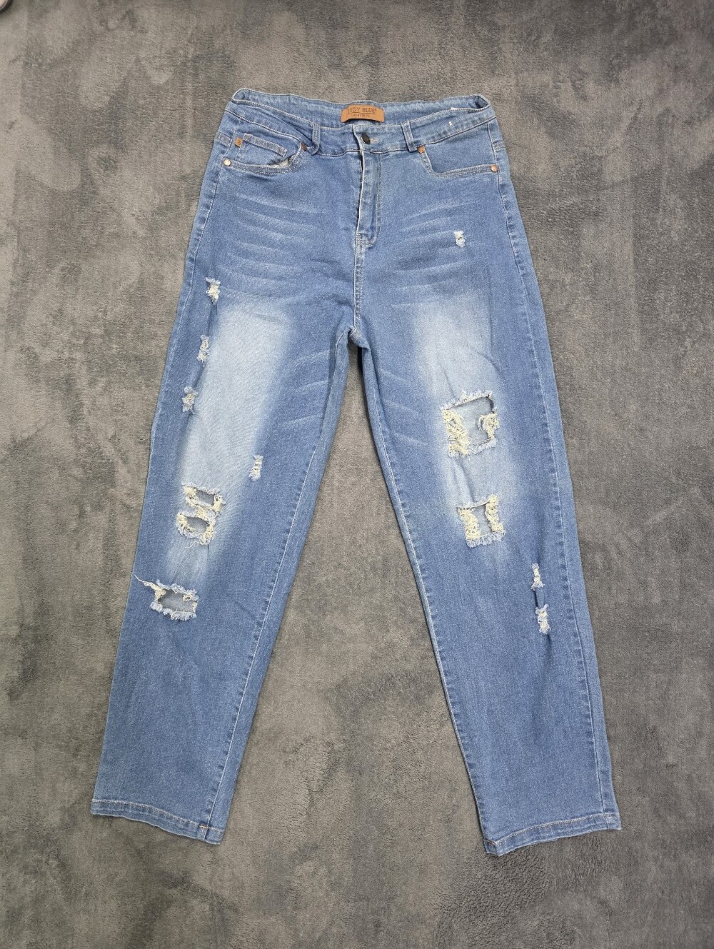 Judy Blue High Waisted Distressed Boyfriend‎ Fit Jeans Size Large